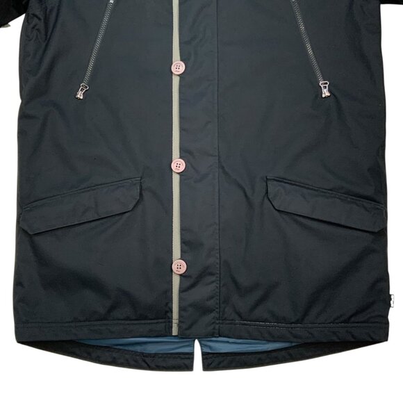 Foursquare Mens Hooded Jacket M Black Long Sleeve Pockets Logo Fall Winter - Picture 12 of 15